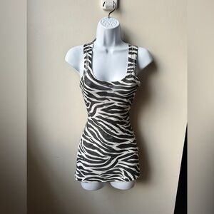 Love Culture Zebra Print Y2K Cutout Back Tank Top, Size S